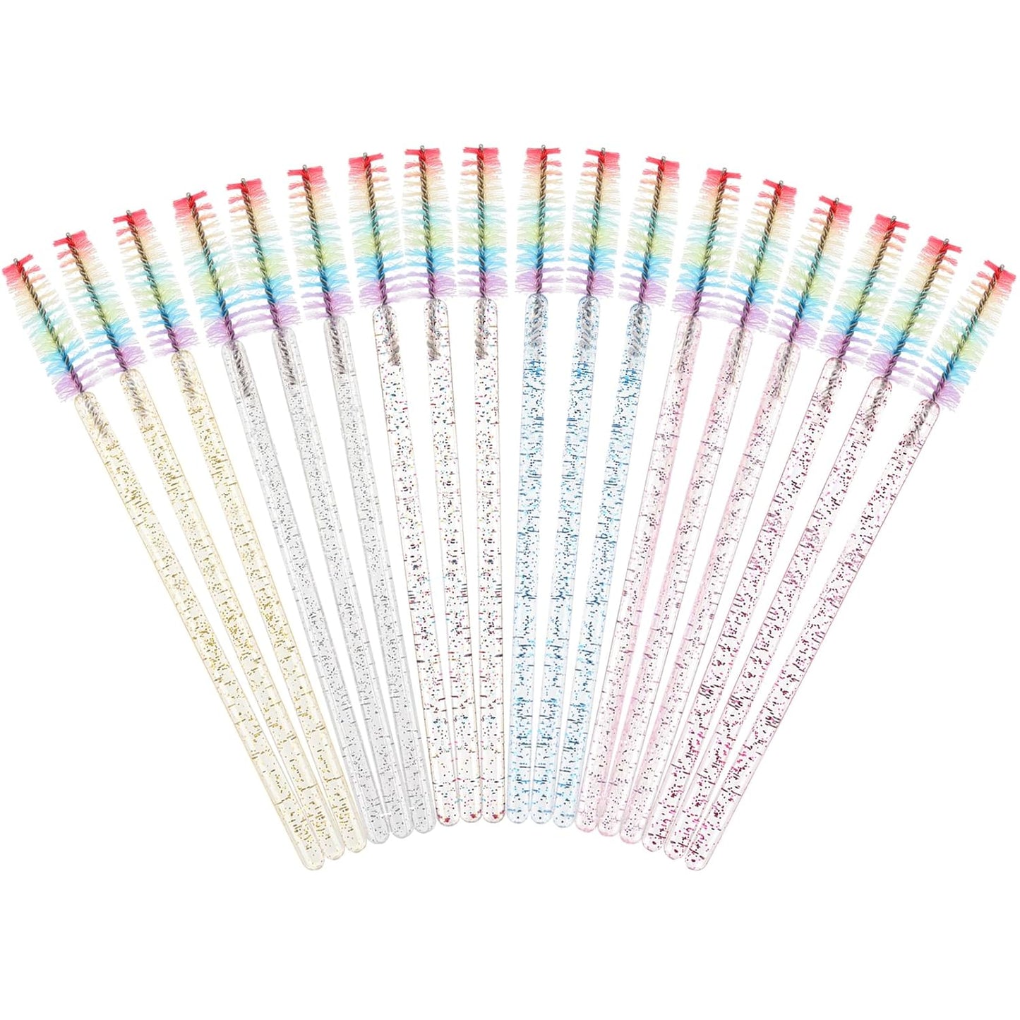 300PCS Disposable Mascara Wands Spoolie Brush Crystal Eyebrow Brushes Eyelash Extension Applicator Makeup Kits.myaokue-up (Rainbow Heads 6 Color Mix)