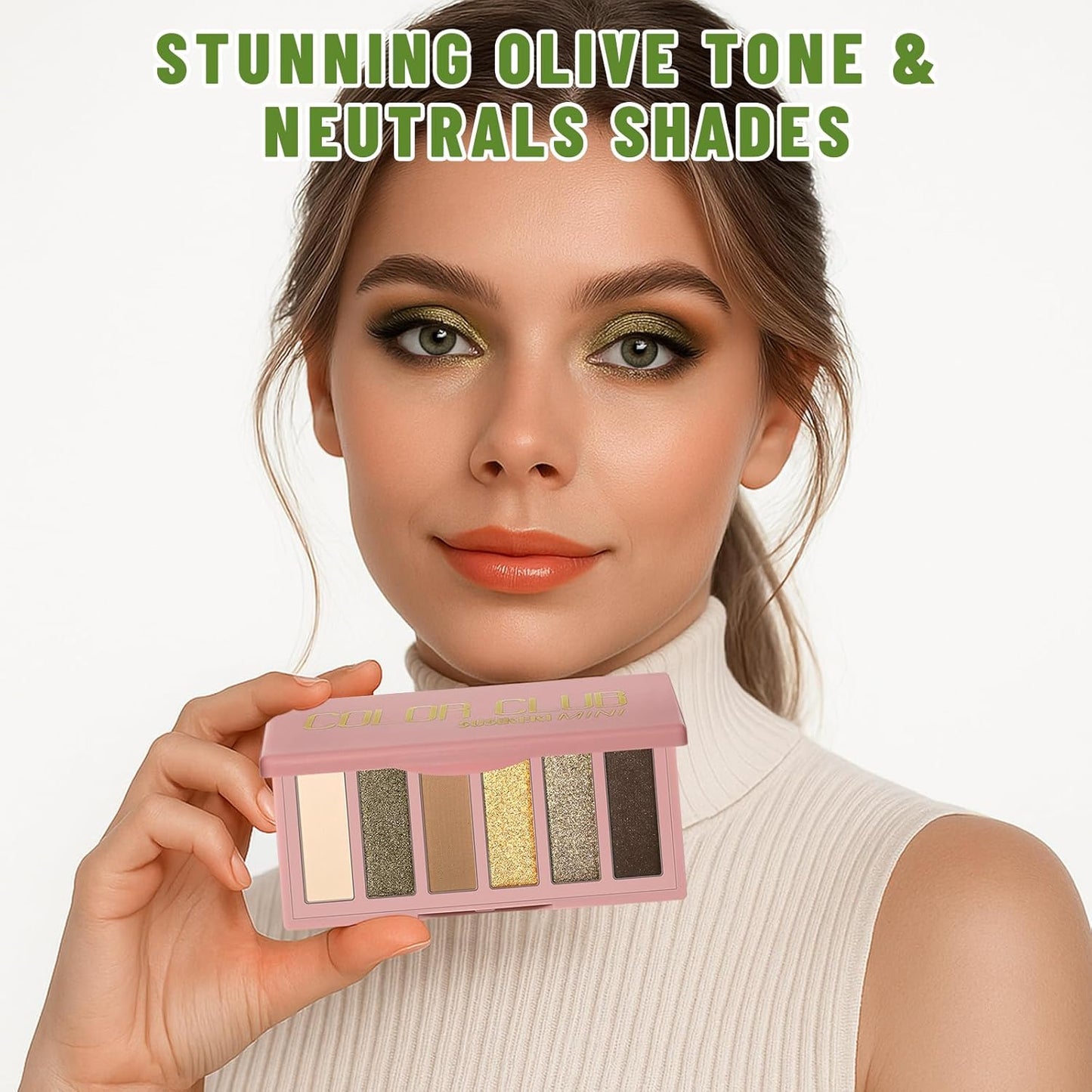 6 Colors Mini Eyeshadow Makeup Palette Olive-colored Neutral Tone Eye Shadow Matte & Shimmer Nude Make Up Pallet with Mirror Blendable Highly Pigmented Travel Size Gift Kit 04