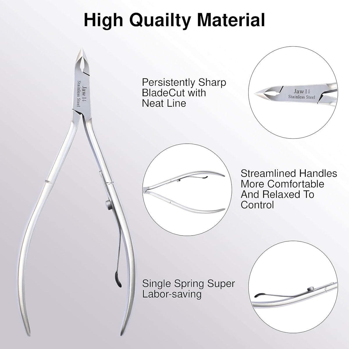 UM Supplies Cuticle Trimmer | Hangnail Remover | Extremely Sharp | Professional Cuticle Nippers | Stainless Steel | Cuticle clippers | Pedicure Manicure Tool I Jaw 14 (5mm)