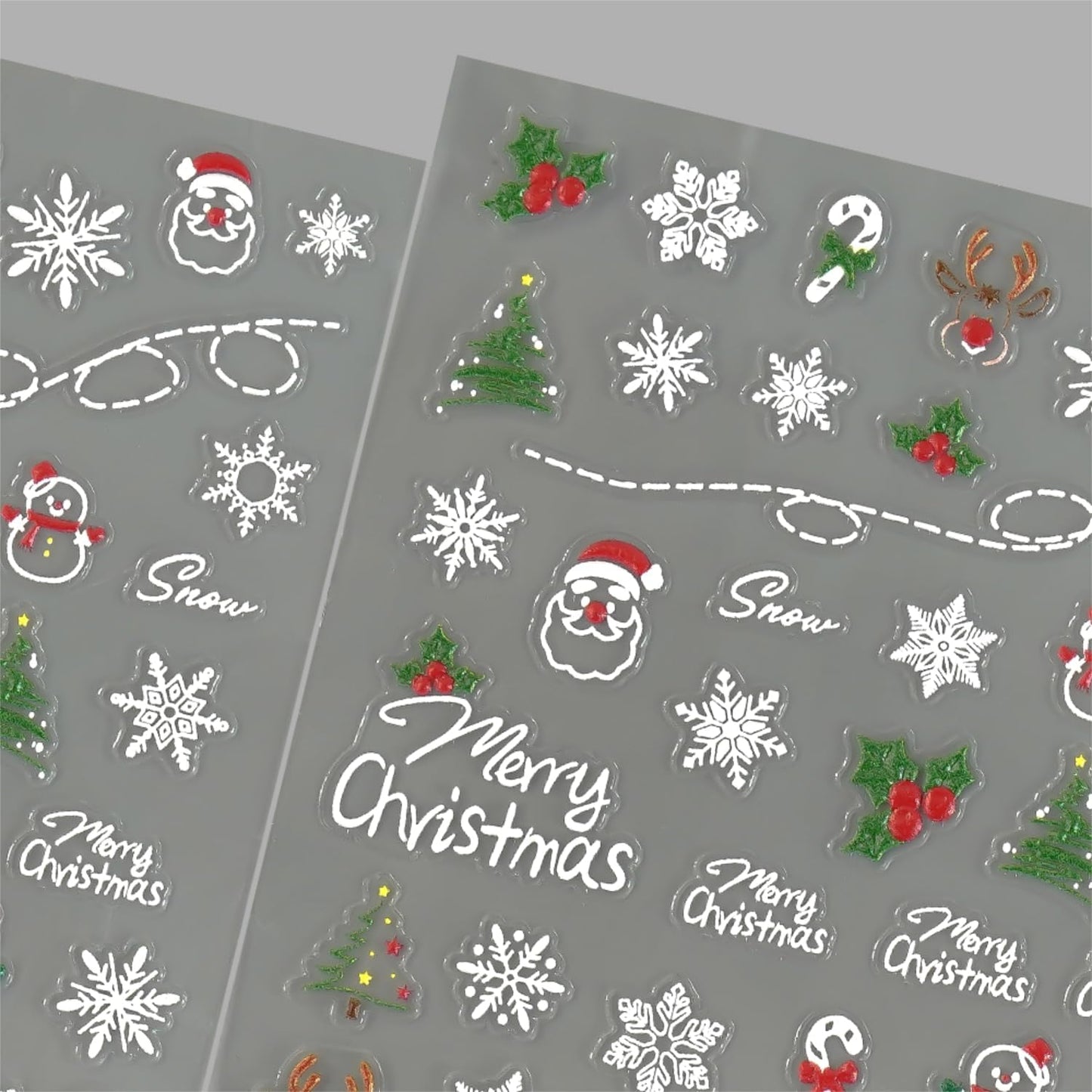 5D Embossed Christmas Nail Stickers Self Adhesive Christmas Nail Art Stickers Snowman Snowflake Nail Decals Winter Nail Design Santa Claus Nails Supplies for Women Girls 2 Sheets