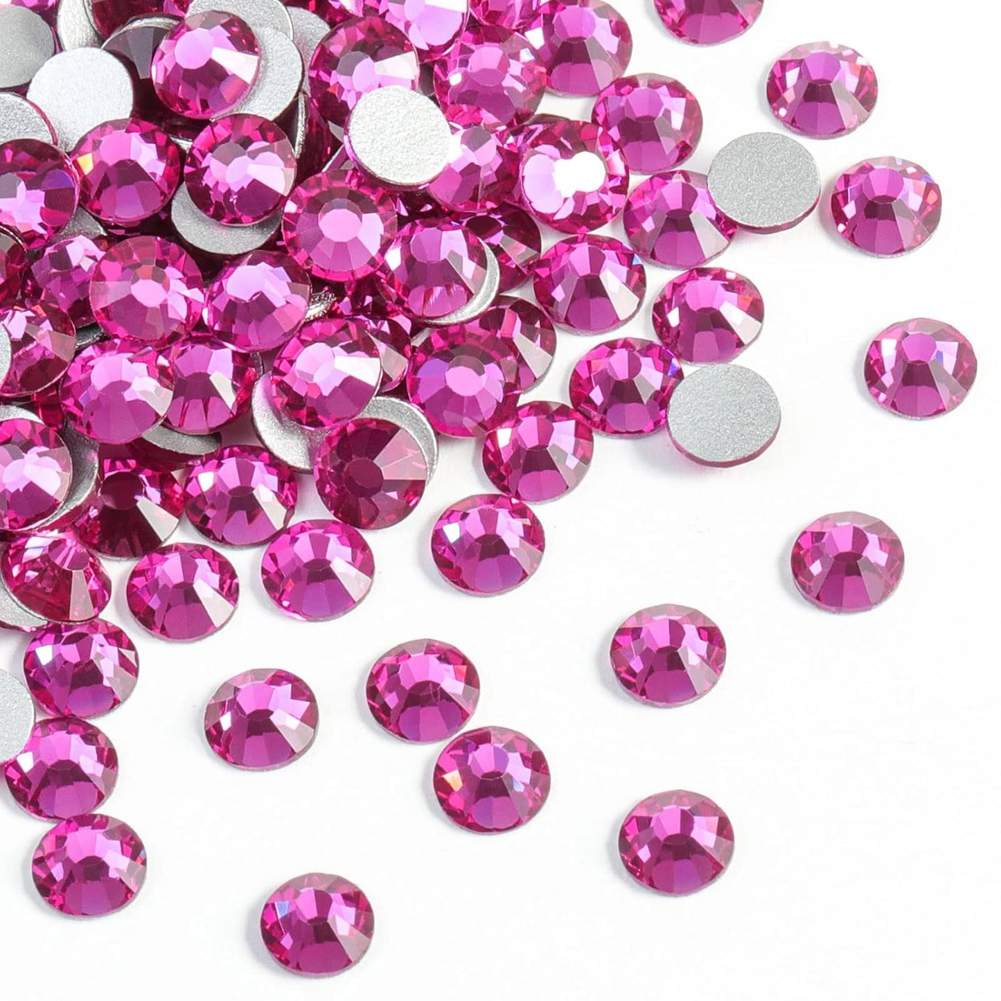 Beadsland 1440pcs Flat Back Crystal Rhinestones Round Gems for Nail Art and Craft Glue Fix, Fuchsia,SS20,4.6-4.8mm