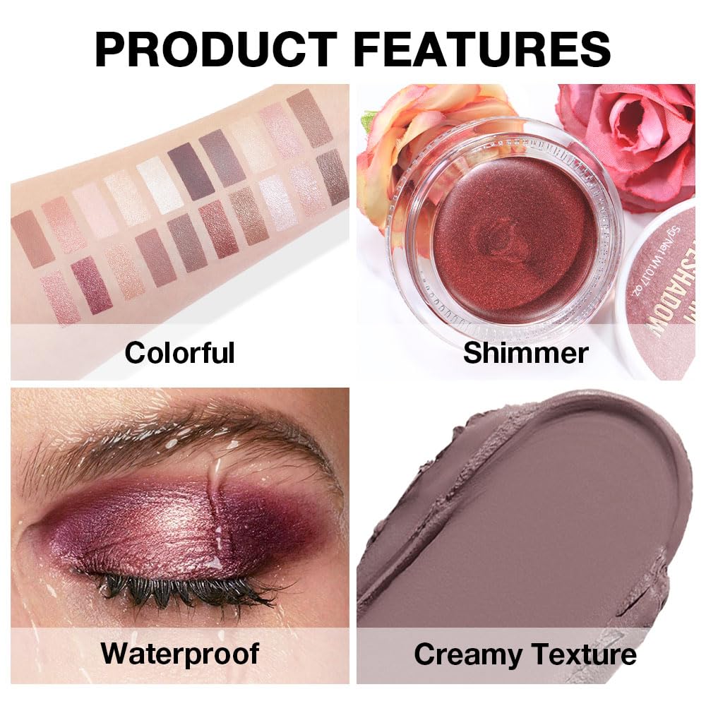 Kaely Single Cream Eyeshadow Pot, Espresso Matte Eye Shadow for Older Women High Pigmented Waterproof, Natural Eyeshadow Palette Makeup Brightener, sombras en crema para ojos, Blendable, 715