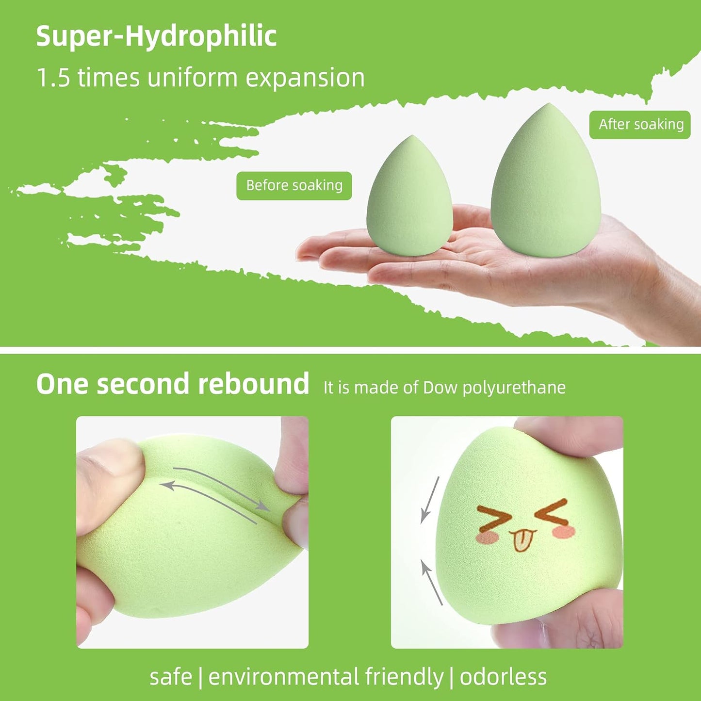 COSTICA Makeup Sponge Set Blender, Beauty Sponge Makeup Blender Flawless for Liquid - Multi Colored 8 pcs Exquisite Packeged