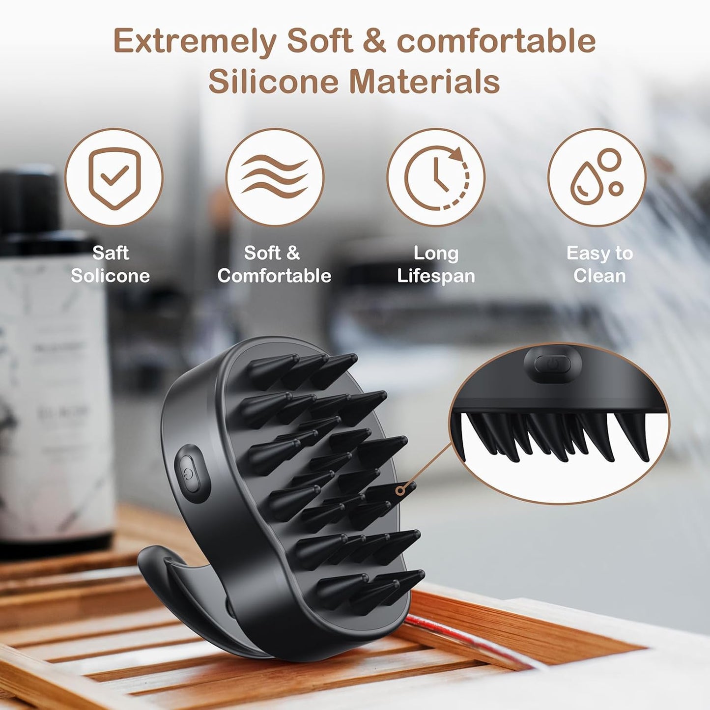 Electric Hair Scalp Massage Brush with Soft Silicone Bristles,3-Level Vibration,IPX6 Waterproof for Hair Growth & Dandruff Removal, Scalp Exfoliator(Green)