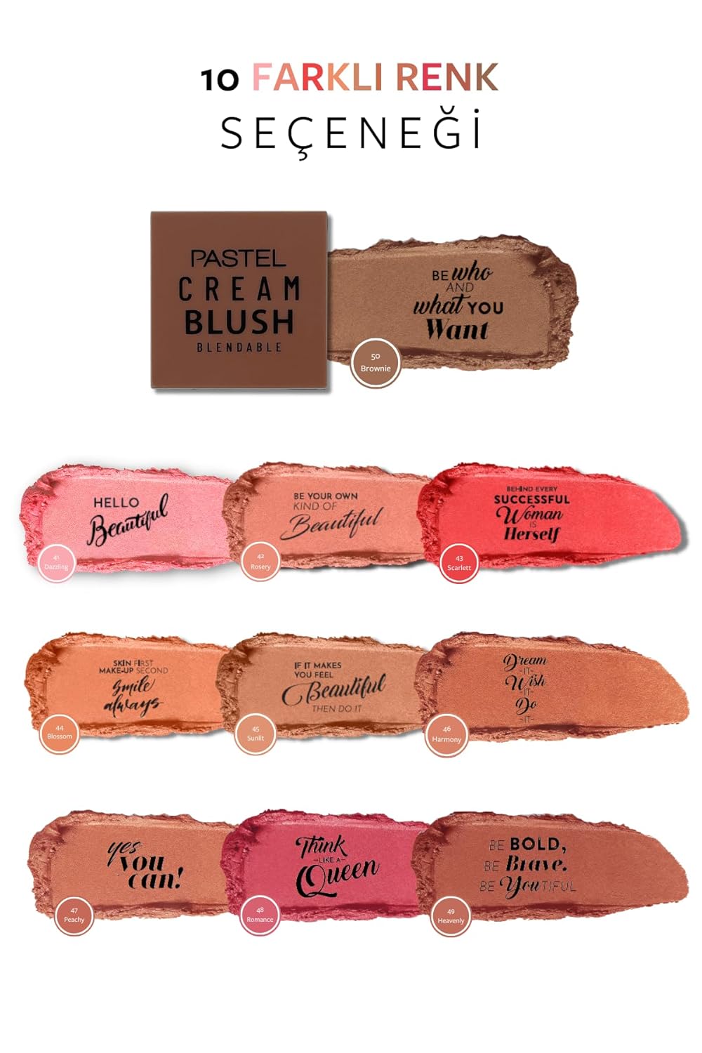 Pastel Cream Blush 50 | Fresh | Healthy & Natural Look | Ligh Weighted Formula | Sebum Control Richly Pigmented | Easily Blendable | Long Lasting | Semi Matte | 0.18 oz.
