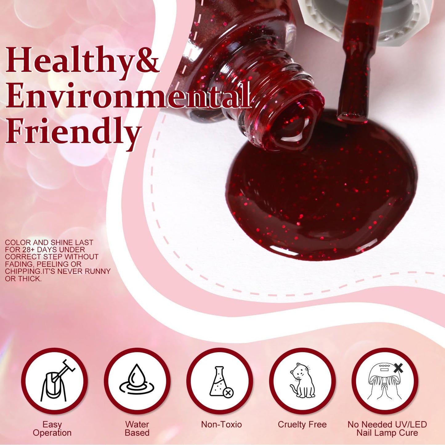 Major Dijit Quick Dry Nail Polish 12ml/0.41fl oz Dark Red Regular Nail Lacquer Fast Drying & Long Lasting Nail Polish Nail Art Effect for Nail Salon