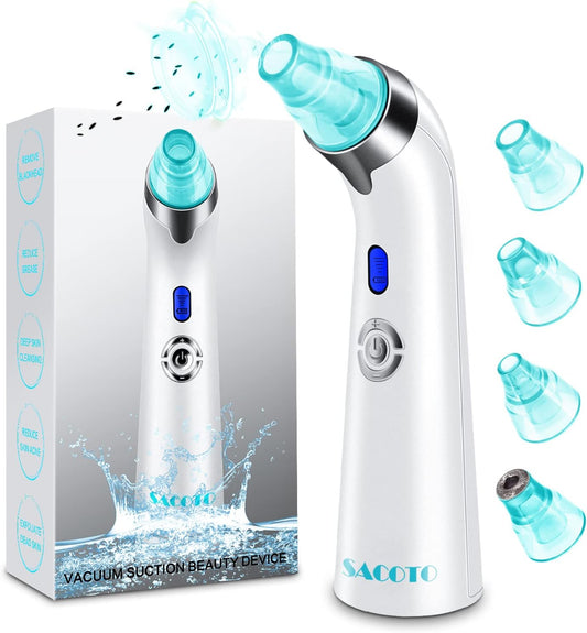 Blackhead Remover Pore Vacuum, Face Suction Pore Cleanser, 5 Suction Power Electric Blackhead Extractor Tool, 4 Probes, Blackhead Suction Remover for Women & Men