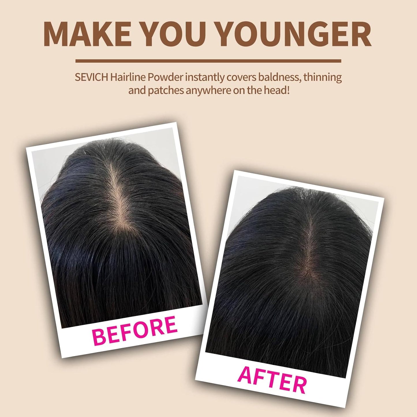 Instantly Hair Touch Up Powder - SEVICH Hair Concealer for Thinning Hairline, Eyebrows & Beard, Windproof & Sweatproof, Red Brown