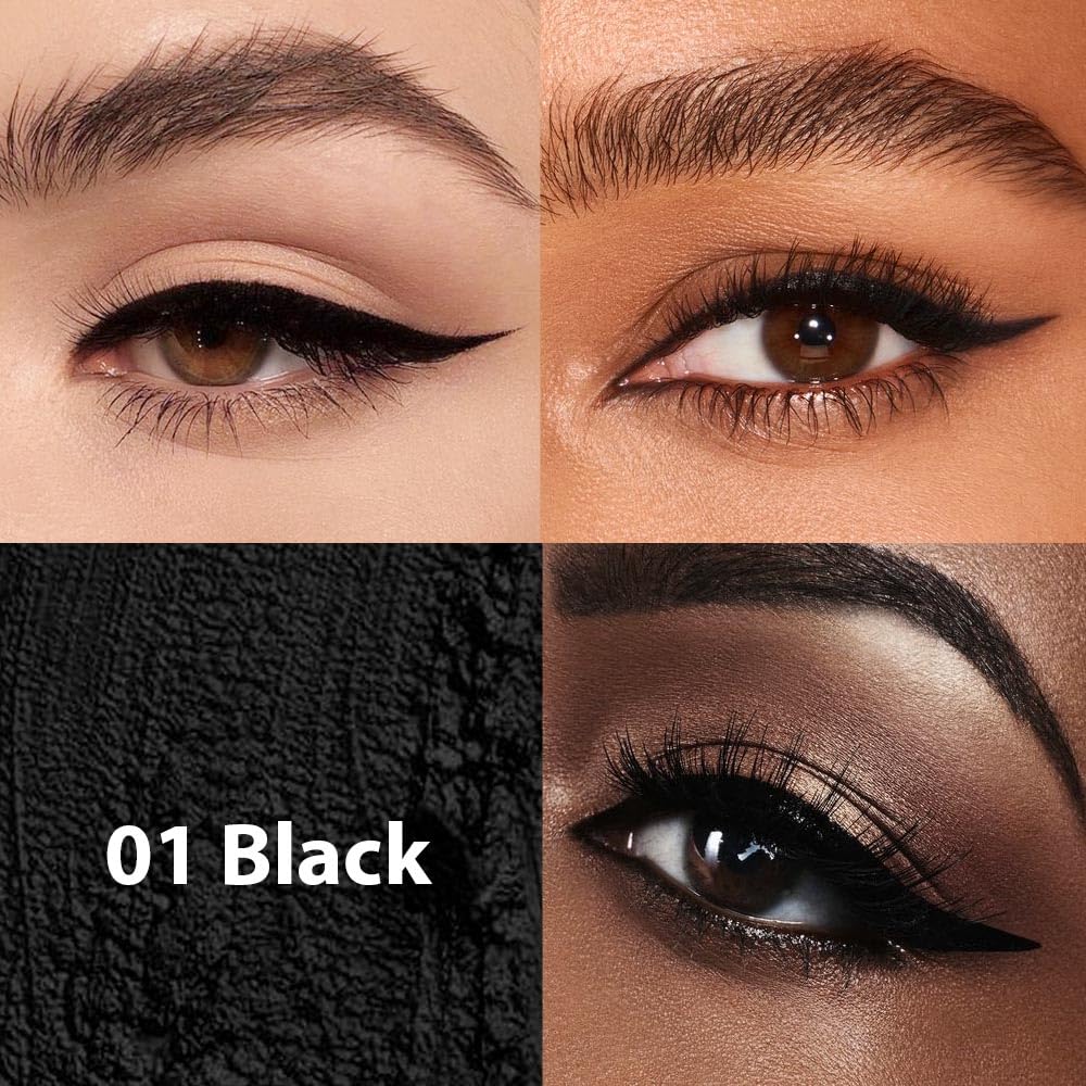 evpct 2Pcs Black & White Color Gel Glitter Eyeliner Pencils Set for Women Waterline Waterproof Smudge Proof lapiz de ojos delineador de ojos contra el agua Eye Liner Makeup