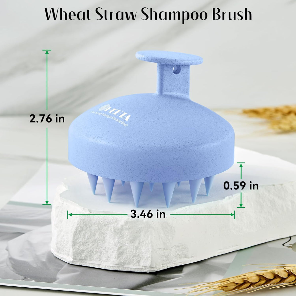 HEETA Scalp Scrubber Shampoo Brush, Scalp Massager Tool for Hair Growth, Soft Silicone Bristles for Dandruff Removal Wet Dry Use Women Men Kids Pet, Fit All Hair Types Care, Blue