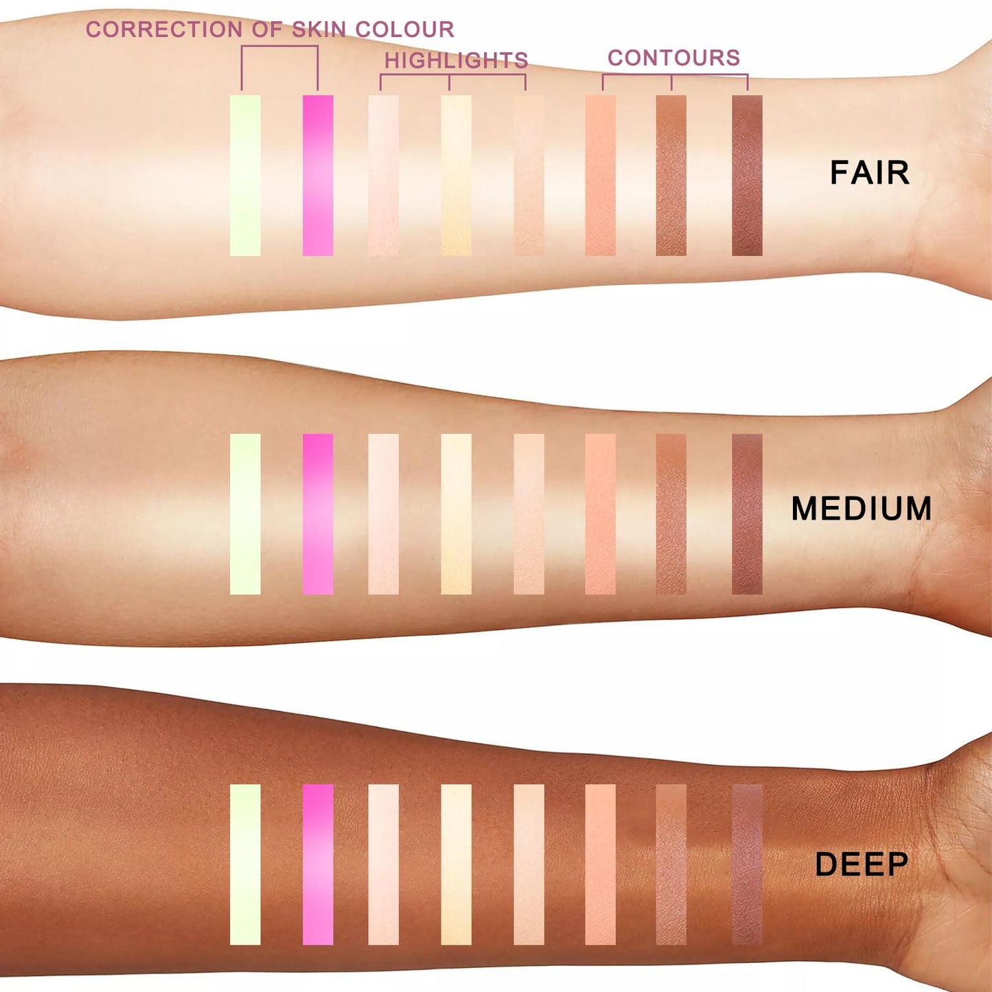 Youngfocus Cosmetics Cream Contour Best 8 Colors Contouring Foundation - Highlighting Makeup Kit/Concealer Palette - Vegan, Cruelty Free and Hypoallergenic - Instruction Manual（Deep Pink）
