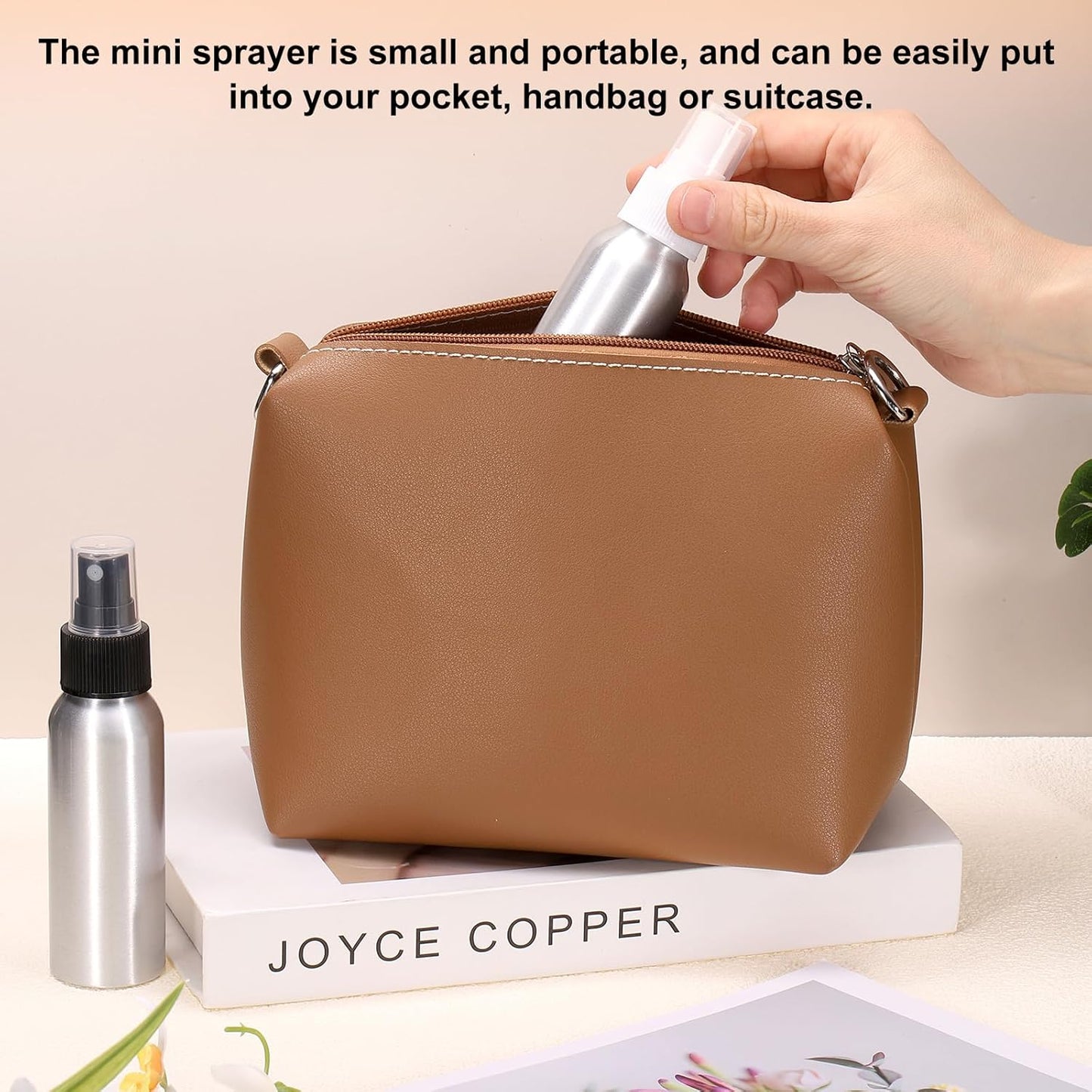 HARFINGTON Aluminum Fine Mist Spray Bottles 120ml/4oz Metal Small Liquid Alcohol Refillable Travel Container with Black Plastic Nozzle Cap for Perfume Skincare Cosmetic Storage Bottle