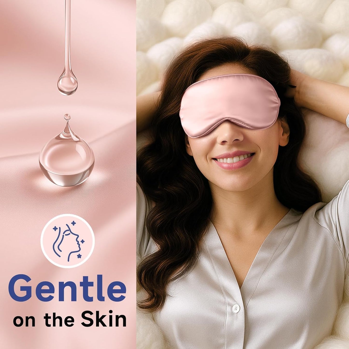 Umisleep 100% Pure Mulberry Silk Sleep Mask, 22 Momme 6A Soft & Smooth Fibers, Breathable Eye Mask for Women Men, Better Light Blocking Sleeping Mask with Travel Pouch, Elastic Strap Blindfold, Pink