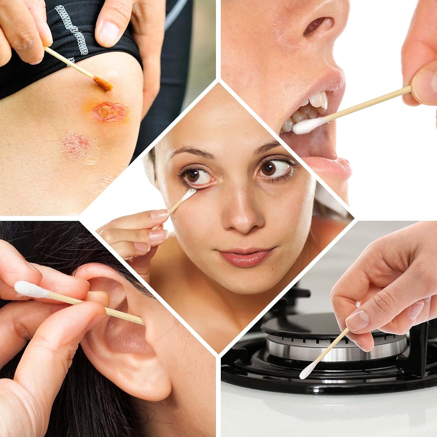 2000 Count Cotton Swabs Double Tipped Ear Cleaning Buds with Bamboo Stick 3 Inch Cotton Tip Applicators for Ears and Makeup