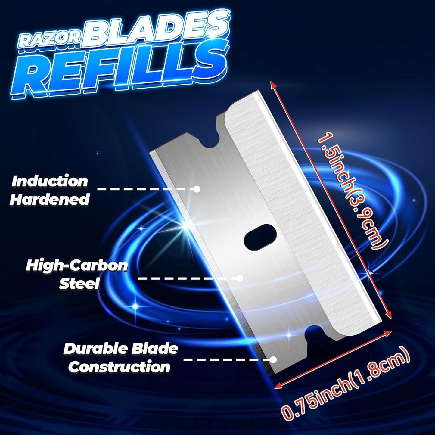 DIYSELF 400PCS Single Edge Razor Blades Heavy Duty, Razor Blades for Scraper, Single Edge Blades for Scraping, Flat Razor Blades Refills for Labels, Stickers, Decals, Paint from Glass and Stovetop