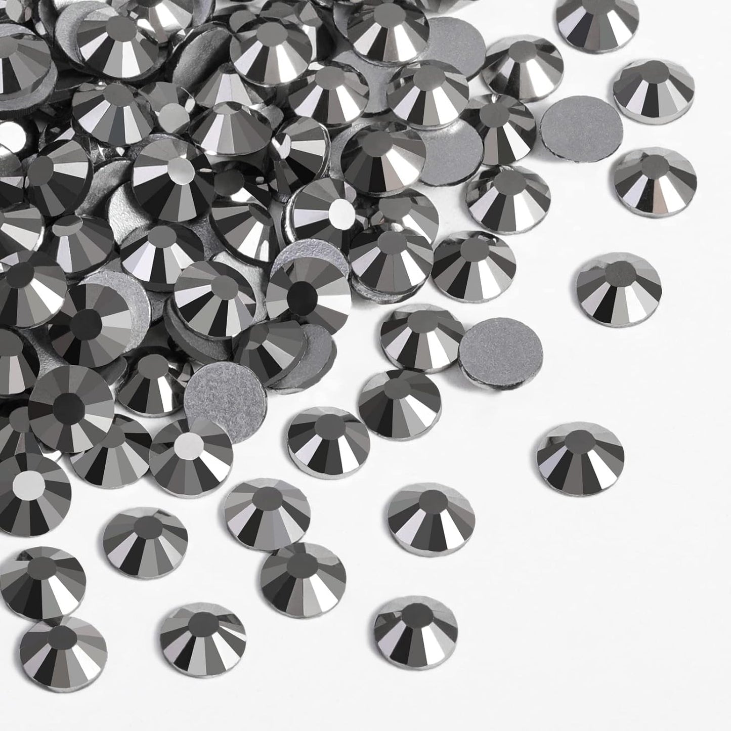 Beadsland 1440 Pieces Flat Back Crystal Rhinestones Round Gems,Hematite,SS6,1.9-2.1mm