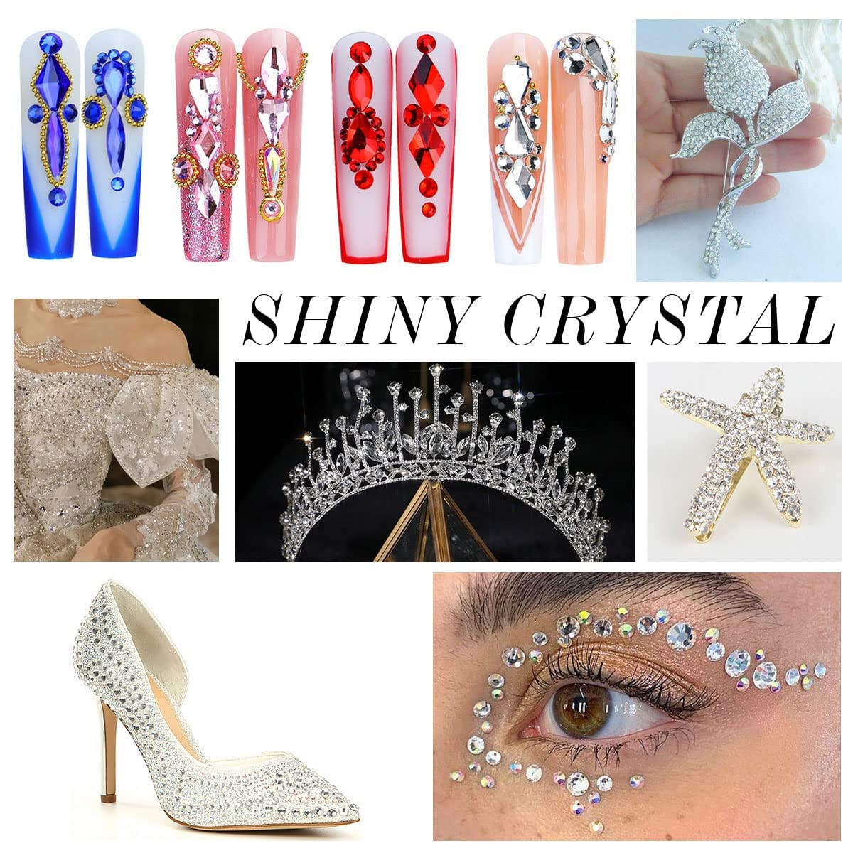 3000Pcs White Crystal Rhinestones,Glass Flatback Rhinestones Mini Gemstones for Nail Face Makeup Art Crafts Clothes Decoration -(SS10,2.8mm,White)