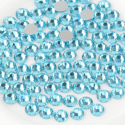 Beadsland 2880pcs Flat Back Crystal Rhinestones Round Gems for Nail Art and Craft Glue Fix,Aquamarine,SS4,1.5-1.7mm