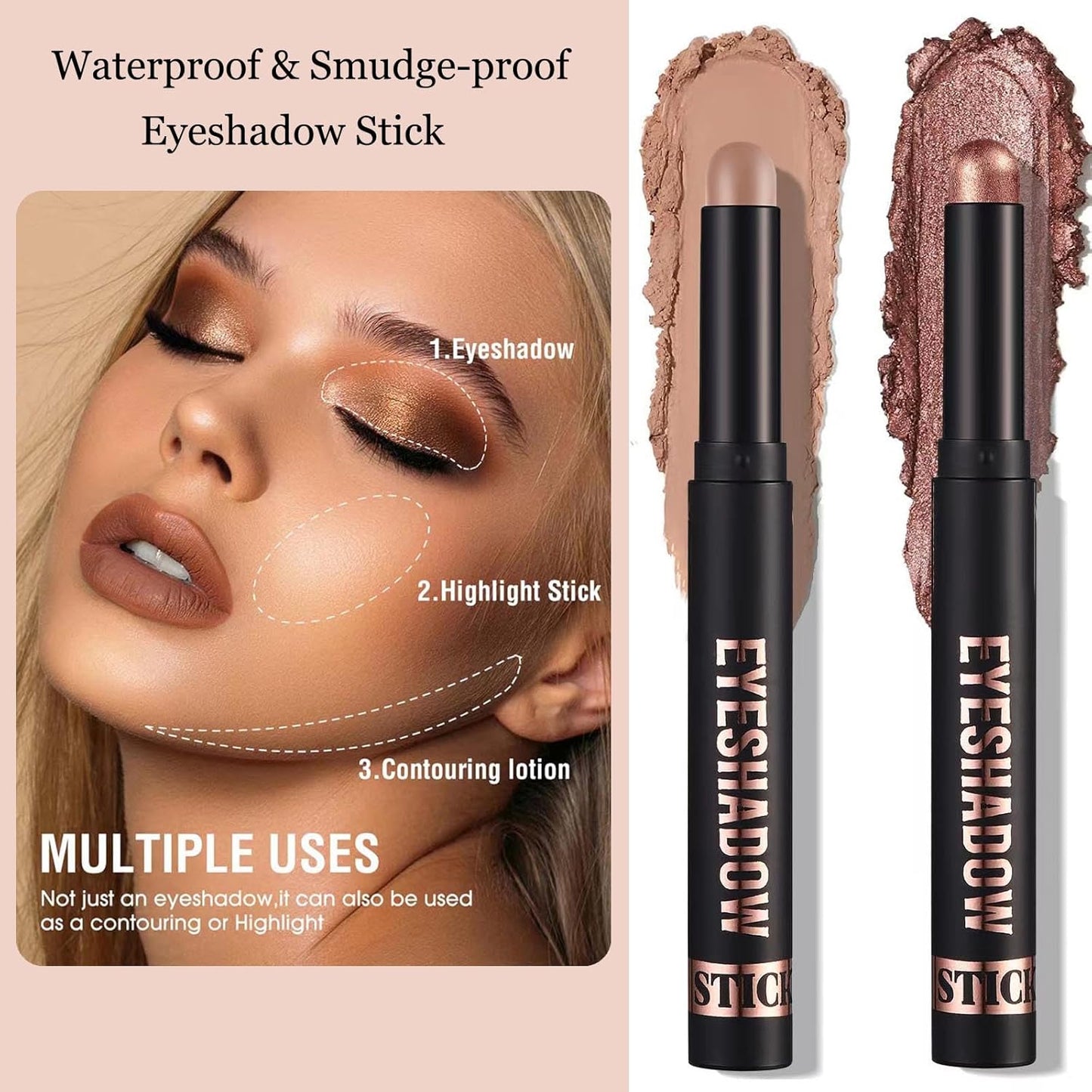 Purple Mauve Eyeshadow Stick Blendable Cream Eyeshadow Hypoallergenic Neutral Eye Shadow Stick, Waterproof Long Lasting High Pigmented Smokey eyeshadow Pencil (17# Mauve Matte)