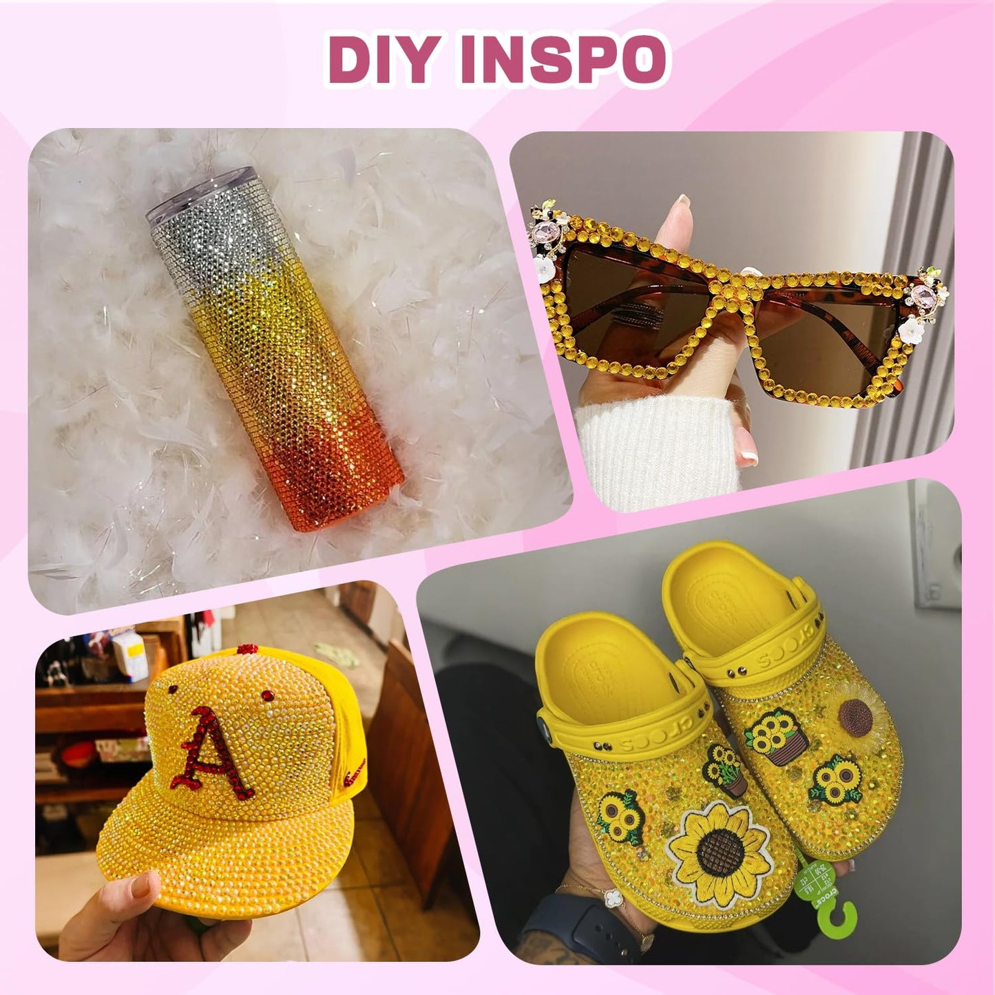 20000Pcs Yellow Rhinestones for Bedazzling with 3Pcs B7000 Jewelry Glue, Resin Rhinestones for Crafting Crafts，Bedazzler Kit Flatback Gems for Clothing Shoes Tumblers Nail Art