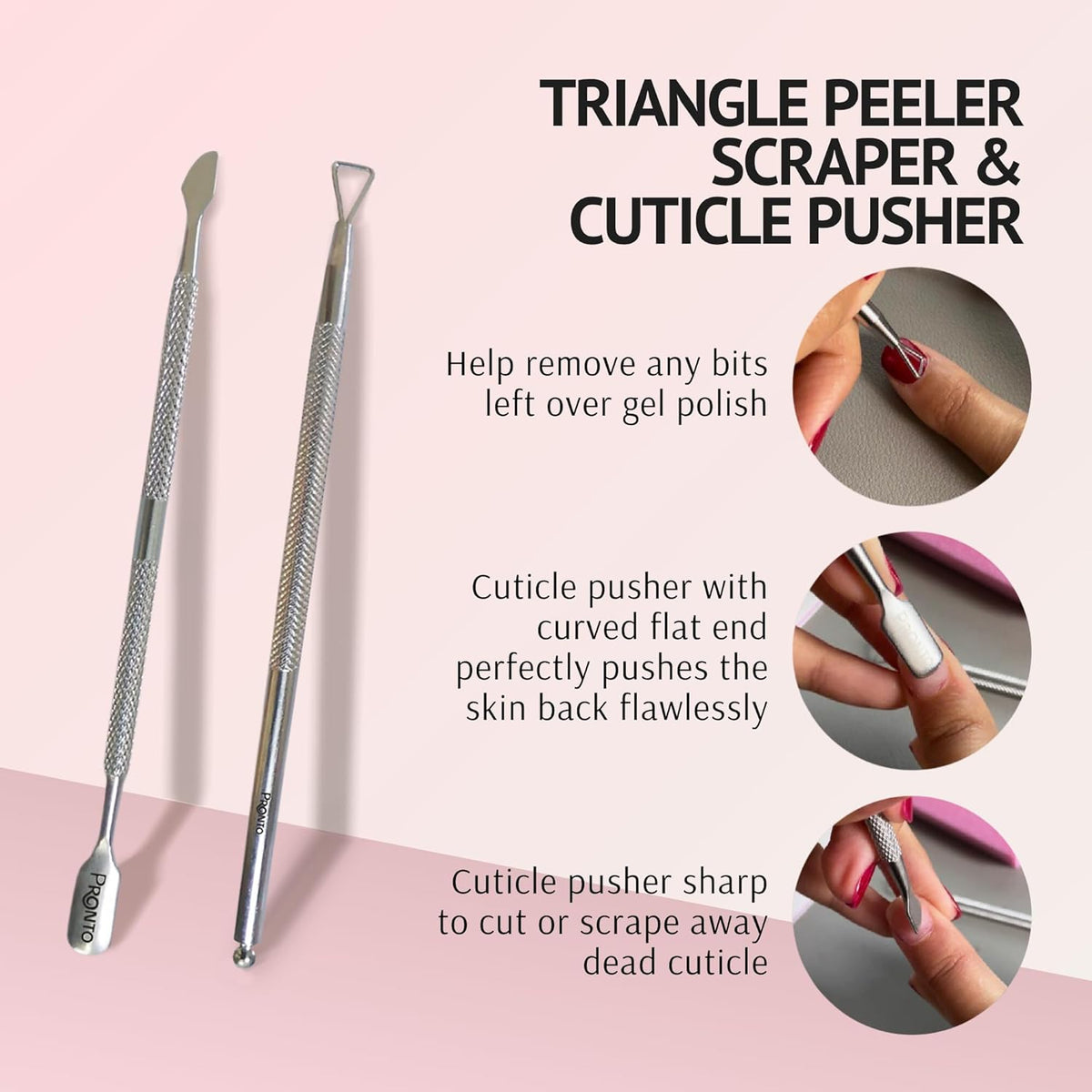 Pronto Pure Acetone 16 oz Nail Polish Remover Gel NailKit, Acrylic Nail Kit Including Cuticle pusher, Nail File, Nail Buffer, and Nail scraper- Ideal For Gel Nail Polish & Dip Powder Removal