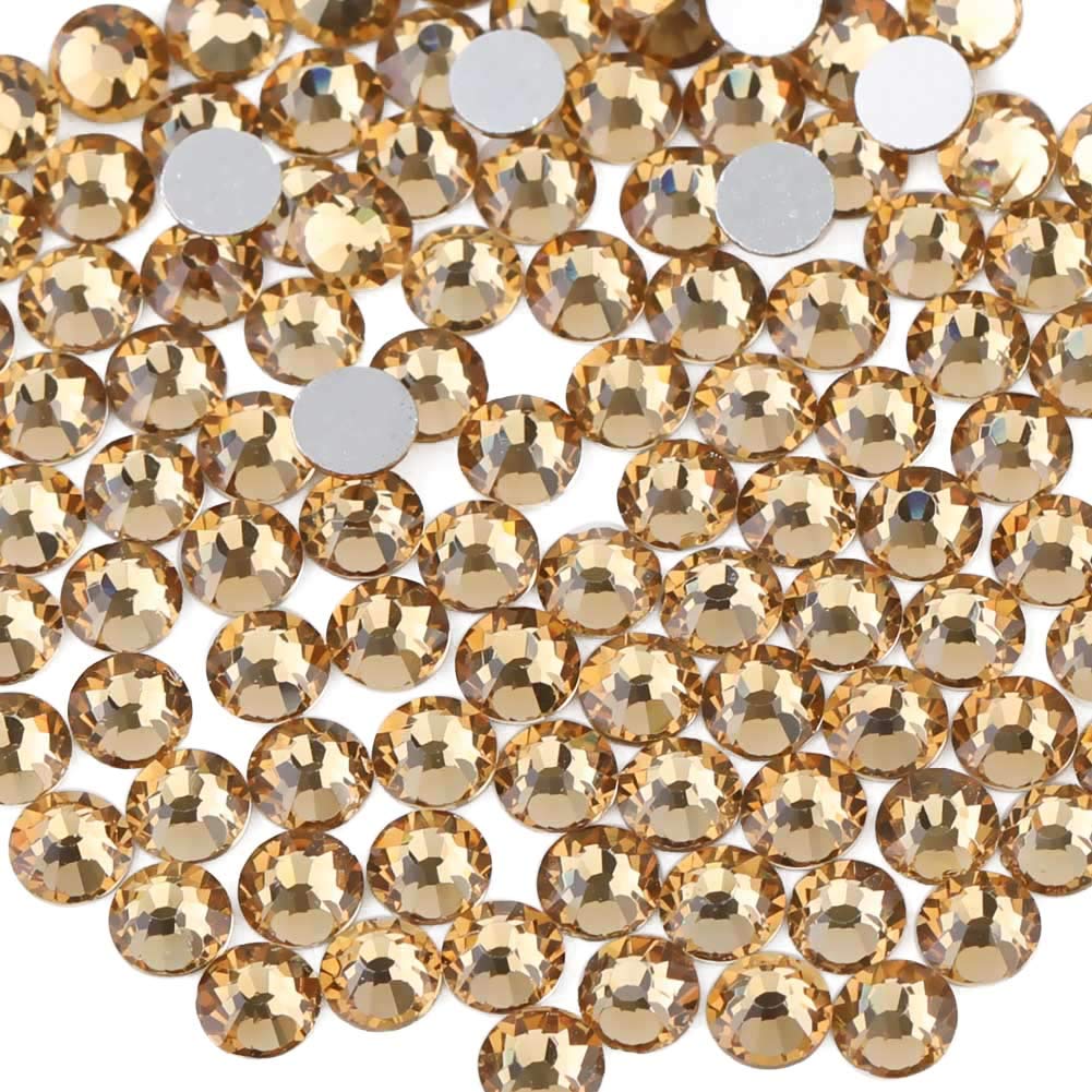 beadsland Flat Back Crystal Rhinestones Round Gems, Lt Colorado Topaz (3.8-4.0mm) SS16/1440pcs