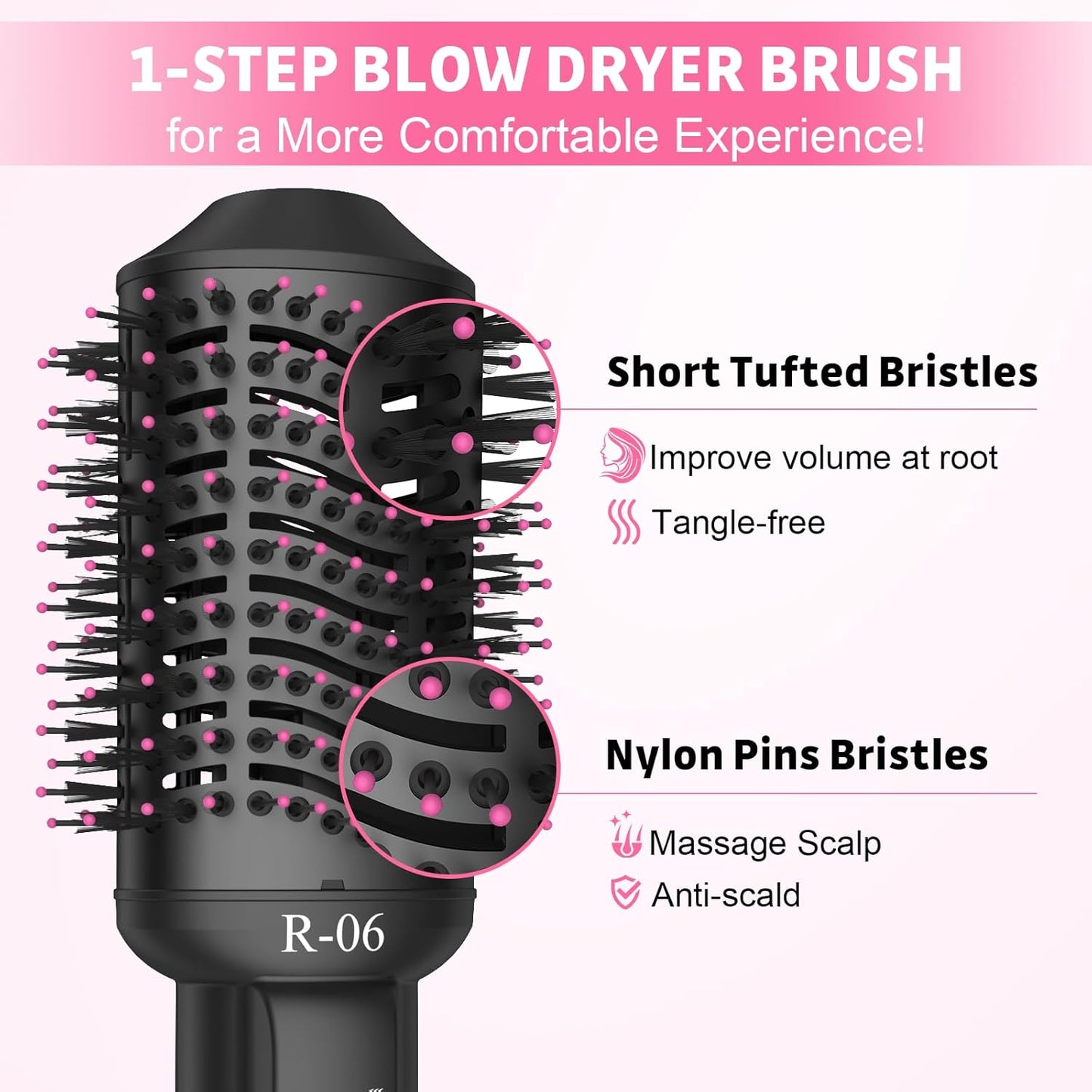 4-in-1 Hair Dryer Brush - Blow Dryer and Styler in One, Hot Air Brush with Oval Barrel for Volumizing, Suitable for All Hair Types,Red