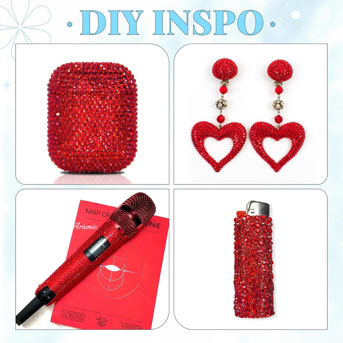 6000Pcs Resin Rhinestones for Bedazzling with 3Pcs B7000 Jewelry Glue, 1 Box Red Flatback Rhinestones for Crafting Crafts DIY, Crystals Gems for Clothing Shoes Tumblers Nail Art Makeup