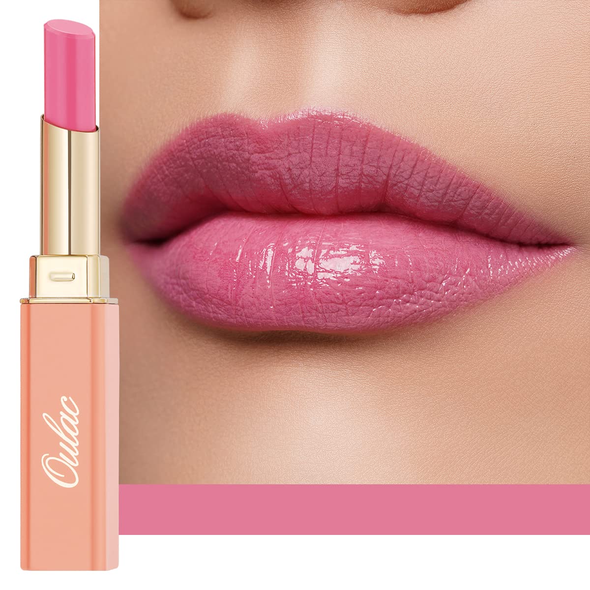 Oulac Pink Lipstick Moisturizing Shine Lipstick - Moisturizing Lip Stick Glossy Tinted Lip Balm, Sheer Shine Juicy Finish, Lightweight and Hydrating Formula for Dry Lip Care, Vegan 2.2g/0.07oz (06)