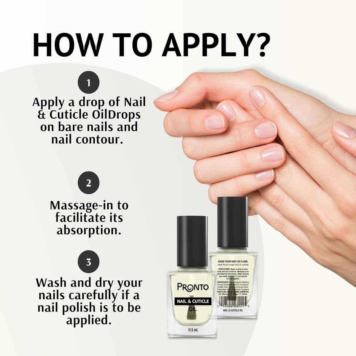 Pronto 16 Oz Acetone Nail Polish Remover and Nail Cuticle Oil Duo, 100 Percent Pure Acetone for Natural, Gel, Acrylic Nails, Cuticle Oil Drops for Repairing Damaged Cuticles and Nail Hydration