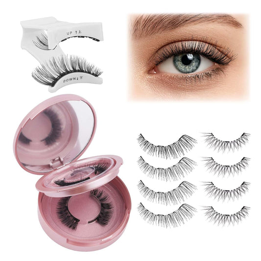 FADLASH 2 Pairs Magnetic Eyelashes with Applicator Waterproof Cat Eye Magnetic Lashes Natural Look Reusable Easy to Wear and Remove, Black (K8+604)