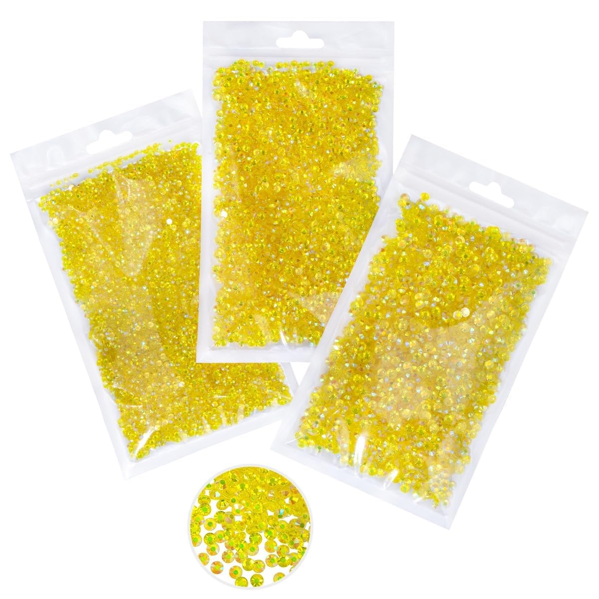 16000PCS Lemon Yellow AB Resin Rhinestones for Crafting 3mm 4mm 5mm Citrine Flatback Jelly Stones Bulk SS10 SS16 SS20 Diamonds Gems Charms for Nails Face Eyes Makeup Tumblers DIY Crafts Clothes