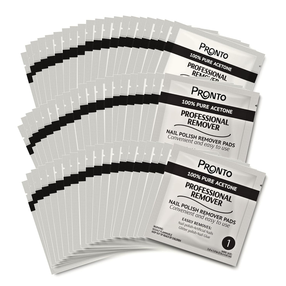Pronto Pure Acetone Nail Polish Remover Pads, Individual 100 Pcs Nail Soak Off Pads for Gel Nail Polish, Nail Polish Remover Wipes for Quick Professional Nail Polish Removal Nail Pad For Salon & Home