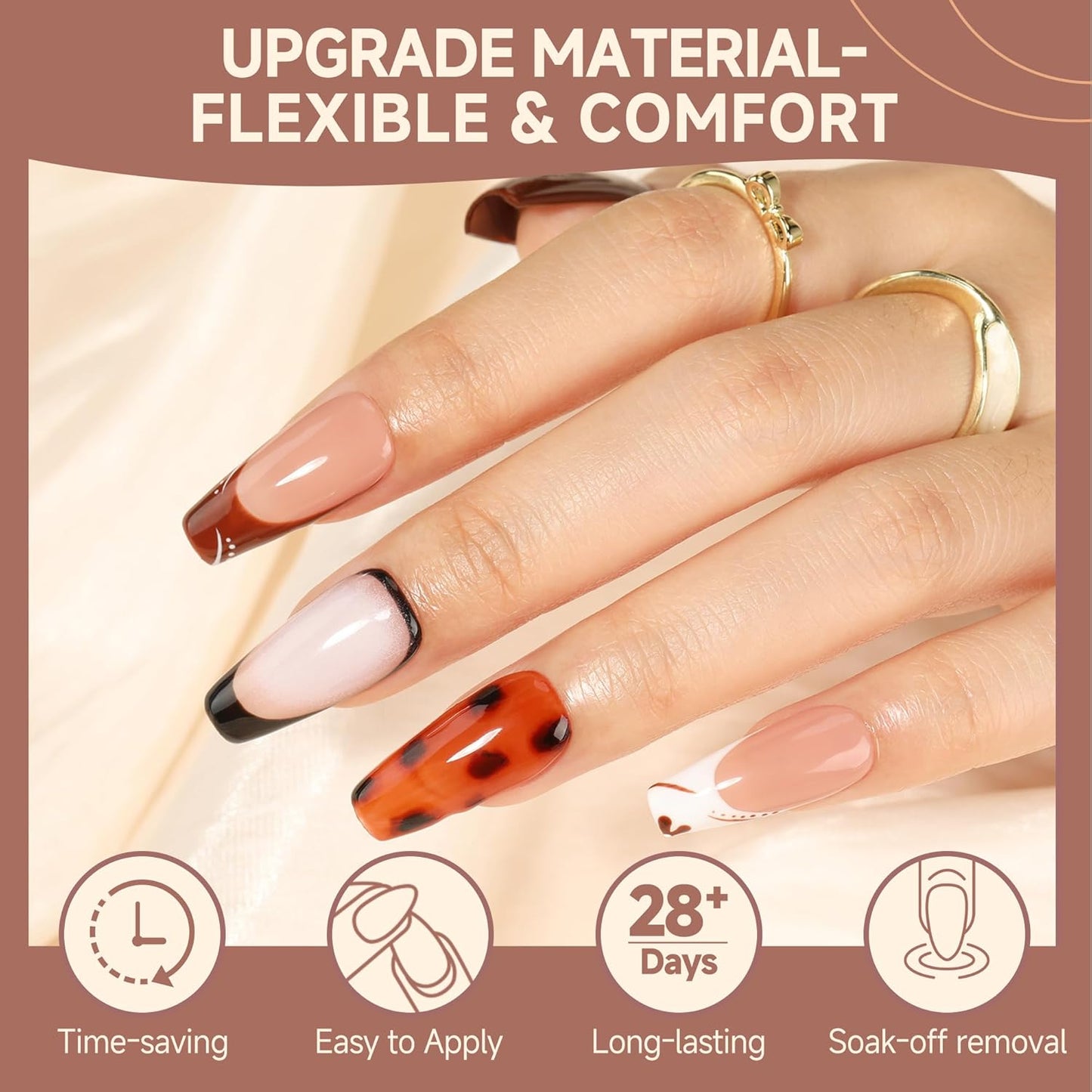 UNA GELLA Medium Coffin Nails Tips 504pcs - Gel Nail Tips Coffin Acrylic Full Cover Pre-buff Soft Gel Nail Tips Half Matte For Nail Extension Home DIY Salon 12 Sizes