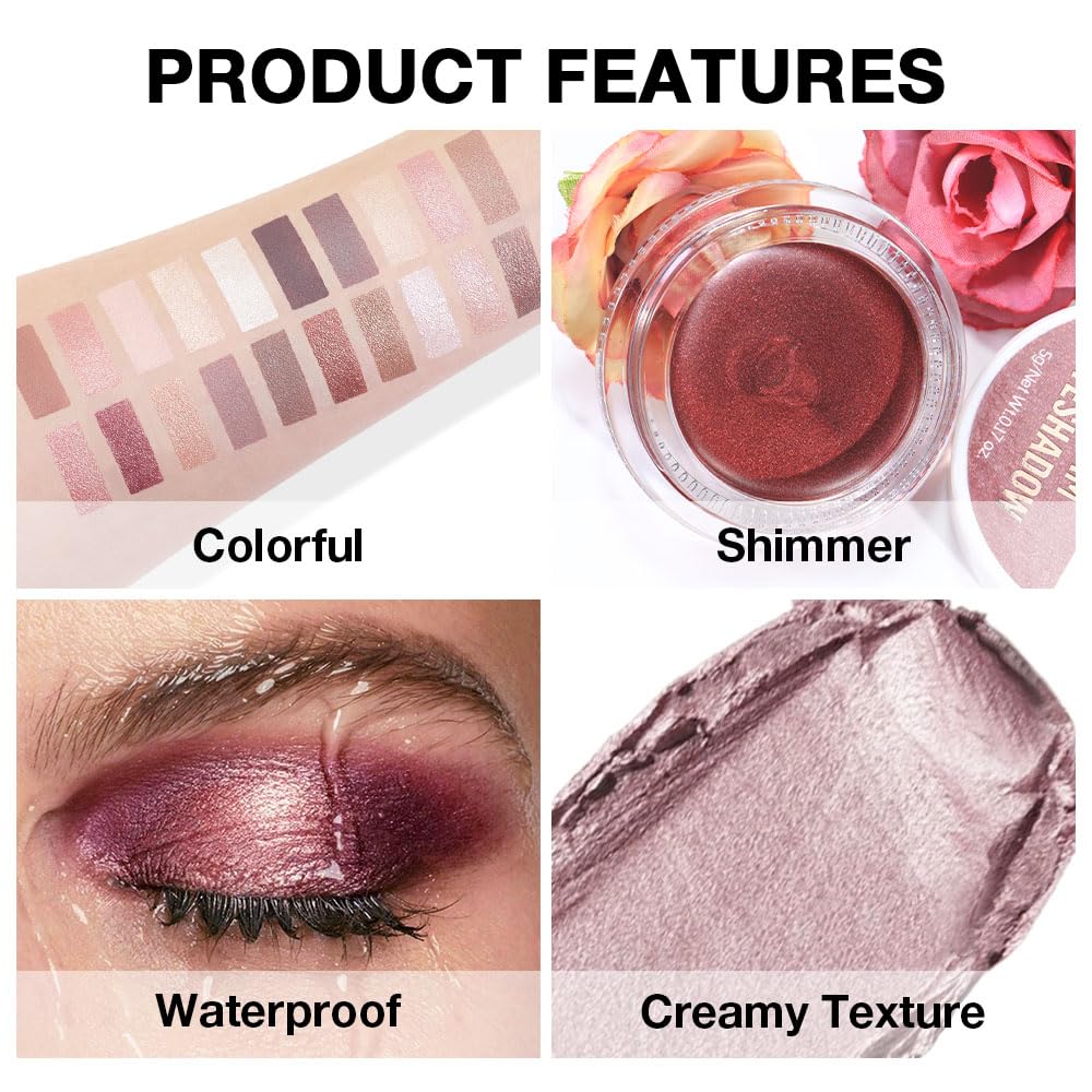 Cream Glitter Light Champagne Shimmer Metallic Eyeshadow Palette Makeup, Mini Instant Holographic Eyeshadow For Women, Sombras Crema Para Ojos, Talc, Paraben & Cruelty Free, 730