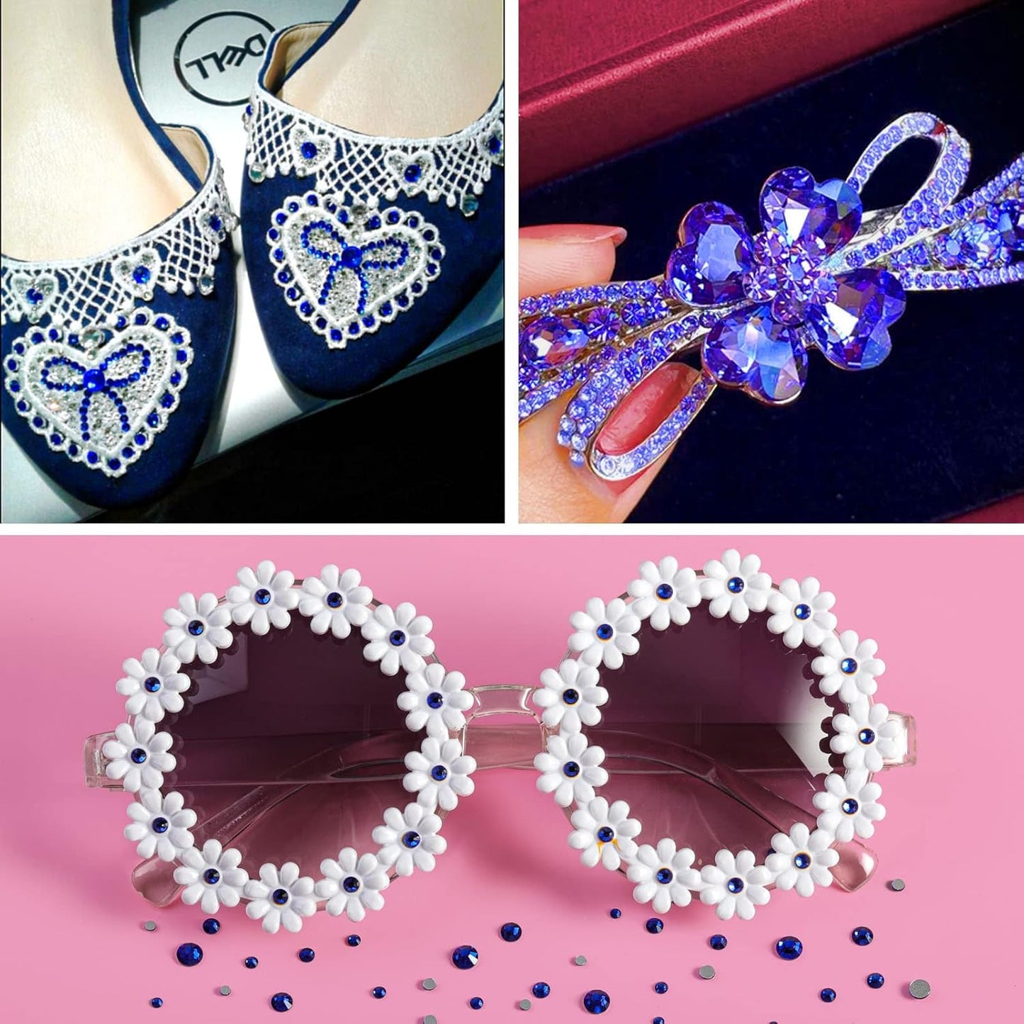 beadsland Flat Back Crystal Rhinestones Round Gems, Sapphire (6.4-6.6mm) SS30/288pcs