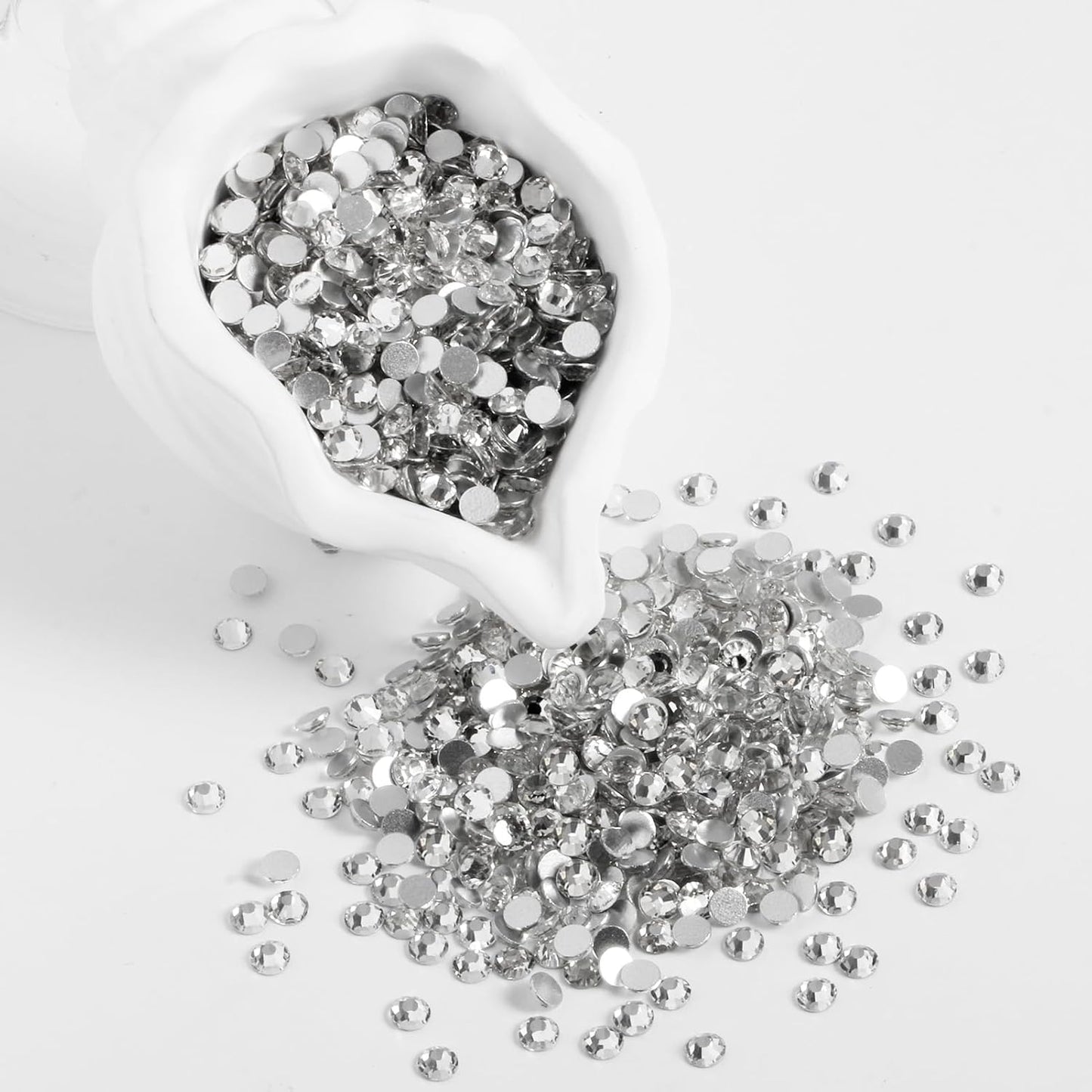 3000PCS SS10 Flatback Rhinestones | 12-Facet Diamond-Cut Glass Gems for Nail Art, Clothing, DIY Crafts |Glue-On Decoration Stones with Silver Backing(Crystal)