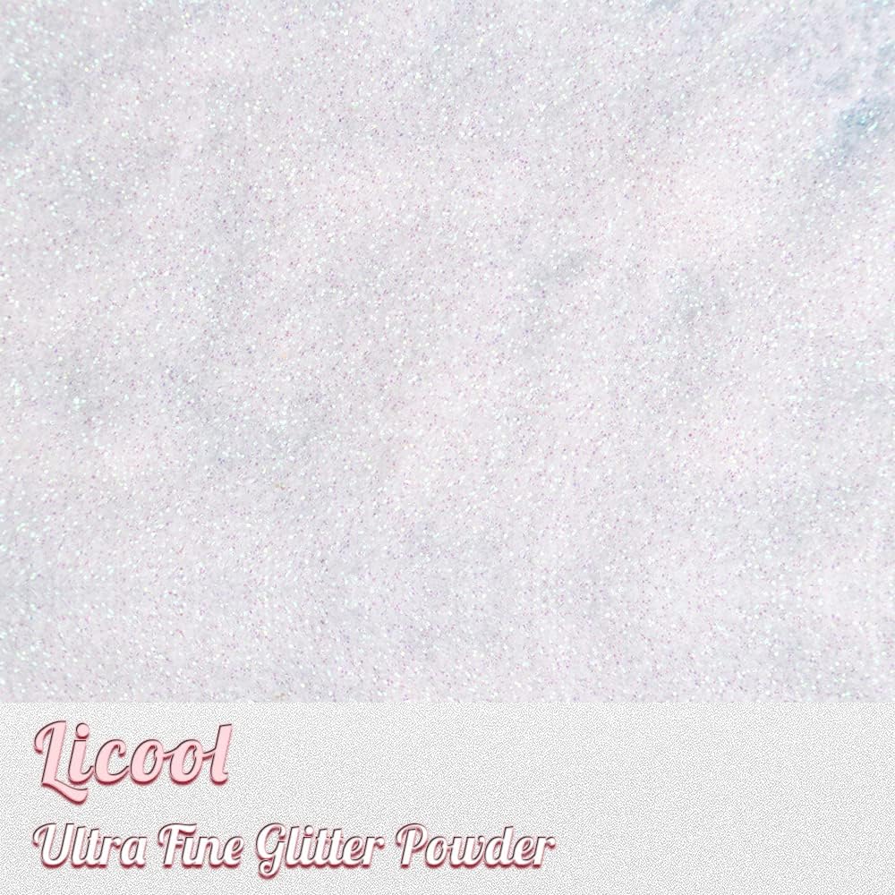 100g/3.5oz Pack Iridescent Rainbow Fine Glitter for DIY Craft, Extra Fine Glitter for Epoxy Resin, Glitter for Tumbler Candle Making, Festival Decoration Makeup Body Face Nail Art (Iridescent White)