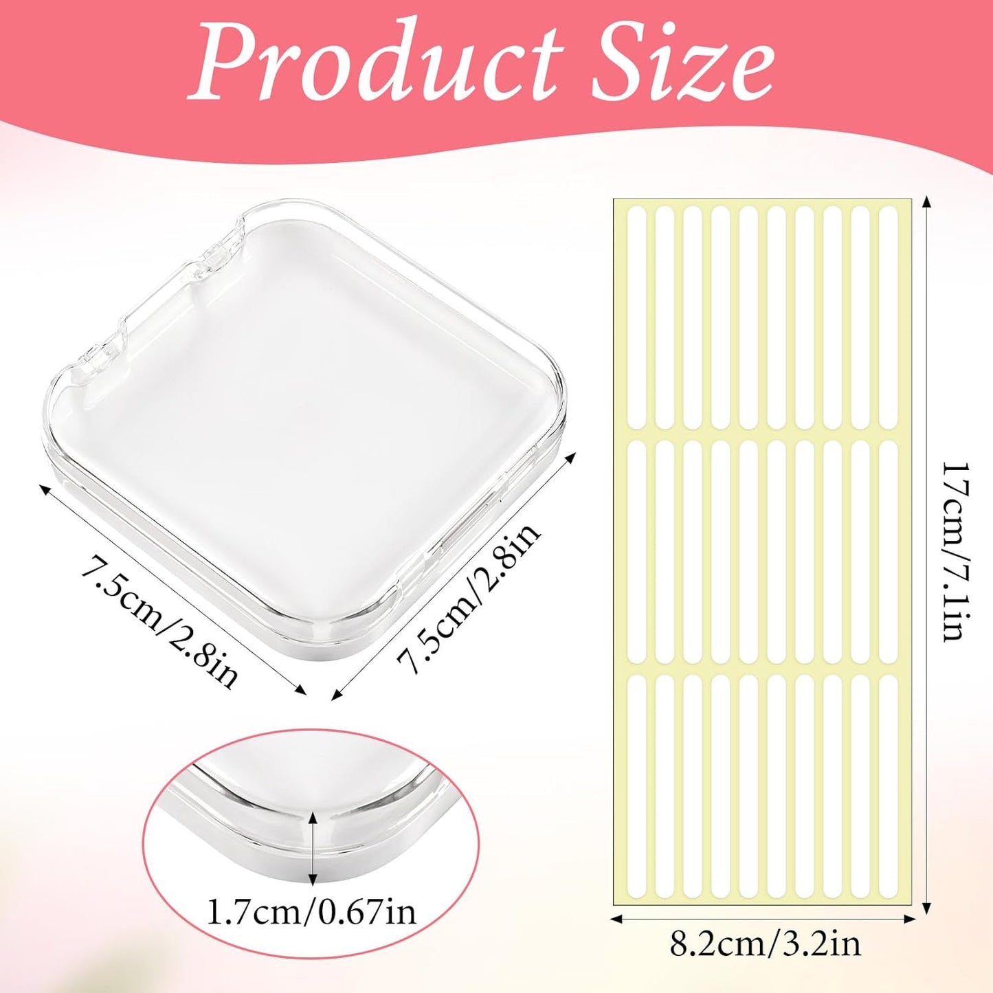 4 PCS 2.95" Nail Art Display Box, Press On Nail Storage Box Acrylic Nails Display Boxes Clear Empty Plastic Nails Tips Storage Boxes with 30 Pcs Adhesive Double Sided Tape for Art Salon (White)