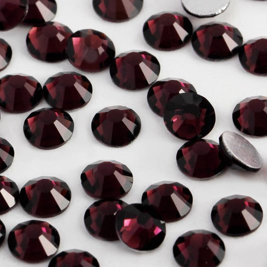 3000 PCS SS10 Flatback Rhinestones,12-Facet Diamond-Cut Glass Gems for Nail Art,Clothing,DIY Crafts,Glue-On Decoration Stones with Silver Backing,Amethyst