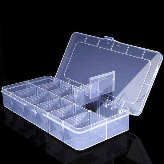 Large Clear Organizer Box,12 Grids Tackle Box with Removable Dividers for Bead Organizer Small Parts,Crafts （Size10.23 x 5.31 x 1.7in
