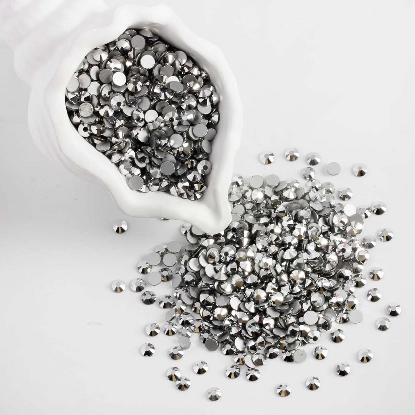 2000 PCS SS16 Flatback Rhinestones,12-Facet Diamond-Cut Glass Gems for Nail Art,Clothing,DIY Crafts,Glue-On Decoration Stones with Silver Backing,Silver Hematite