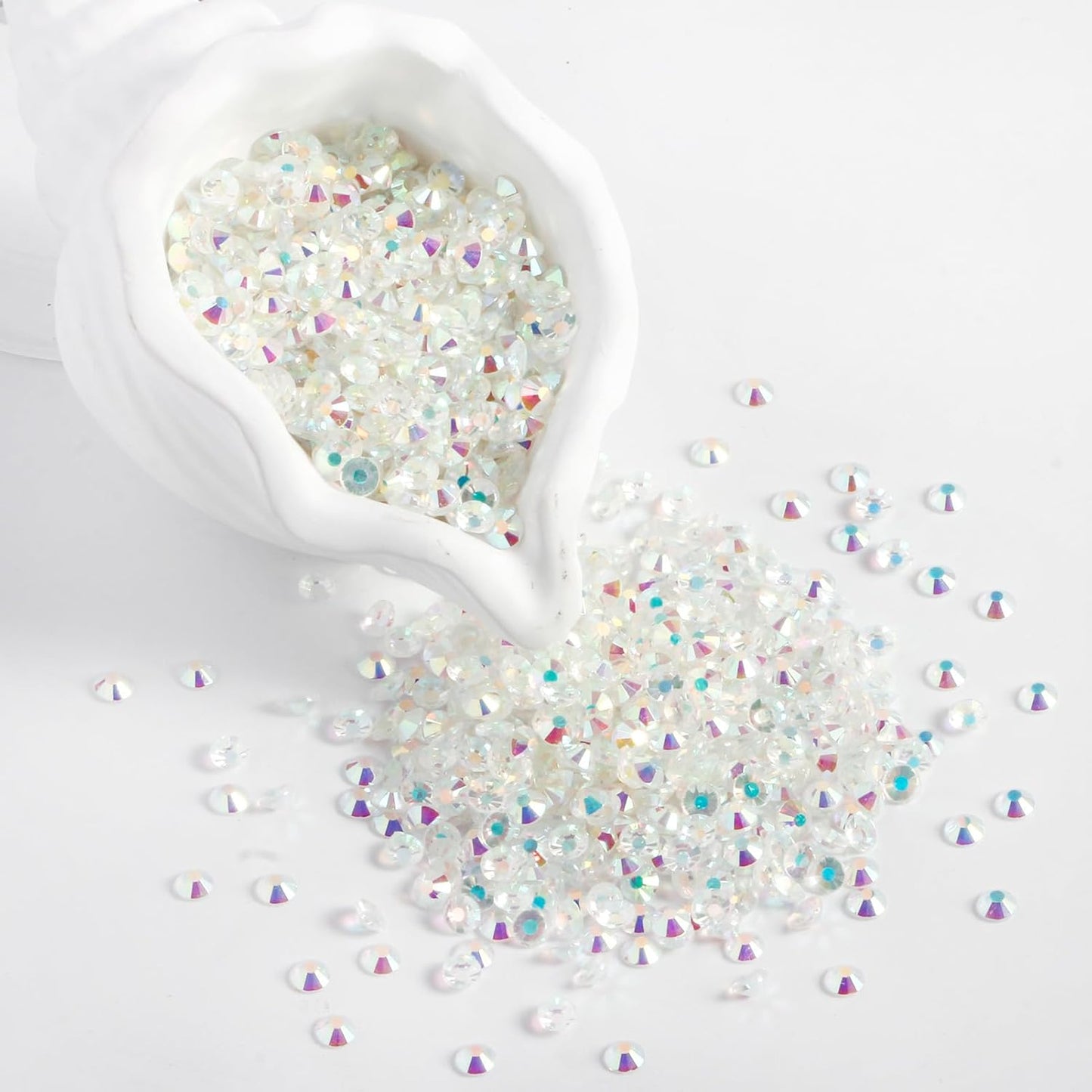 400PCS SS30 Flatback Rhinestones | 12-Facet Diamond-Cut Glass Gems for Nail Art, Clothing, DIY Crafts |Glue-On Decoration Stones with Silver Backing(Transparent AB)