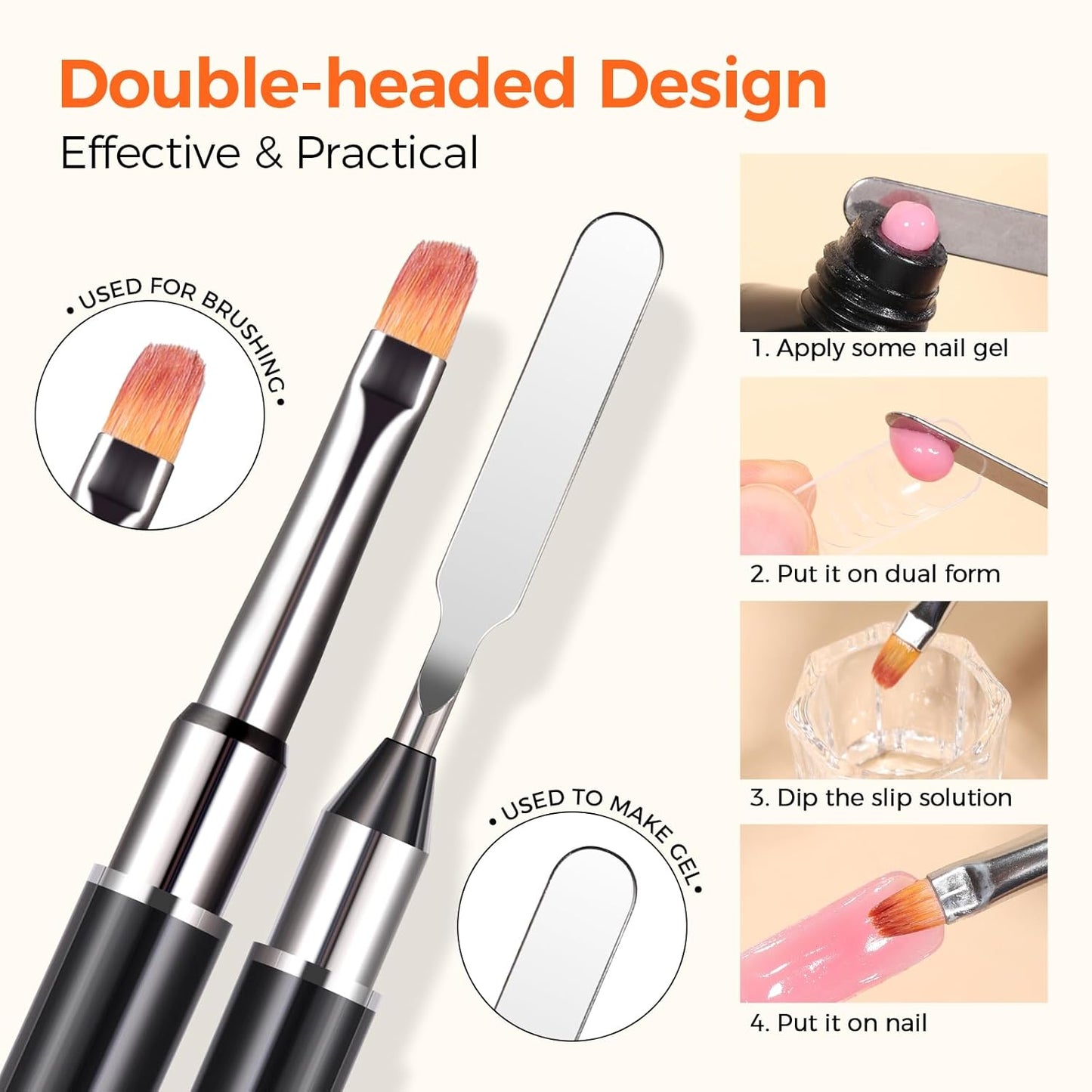 100Pcs Nail Forms Kit, 10 Sizes Reusable Dual nail Forms for Poly Gel & Builder Gel, 120ml Slip Solution Liquid, 6 Clips, Dual-Ended Brush, Nail Art Cup, DIY Pedicure Kit for Beginners