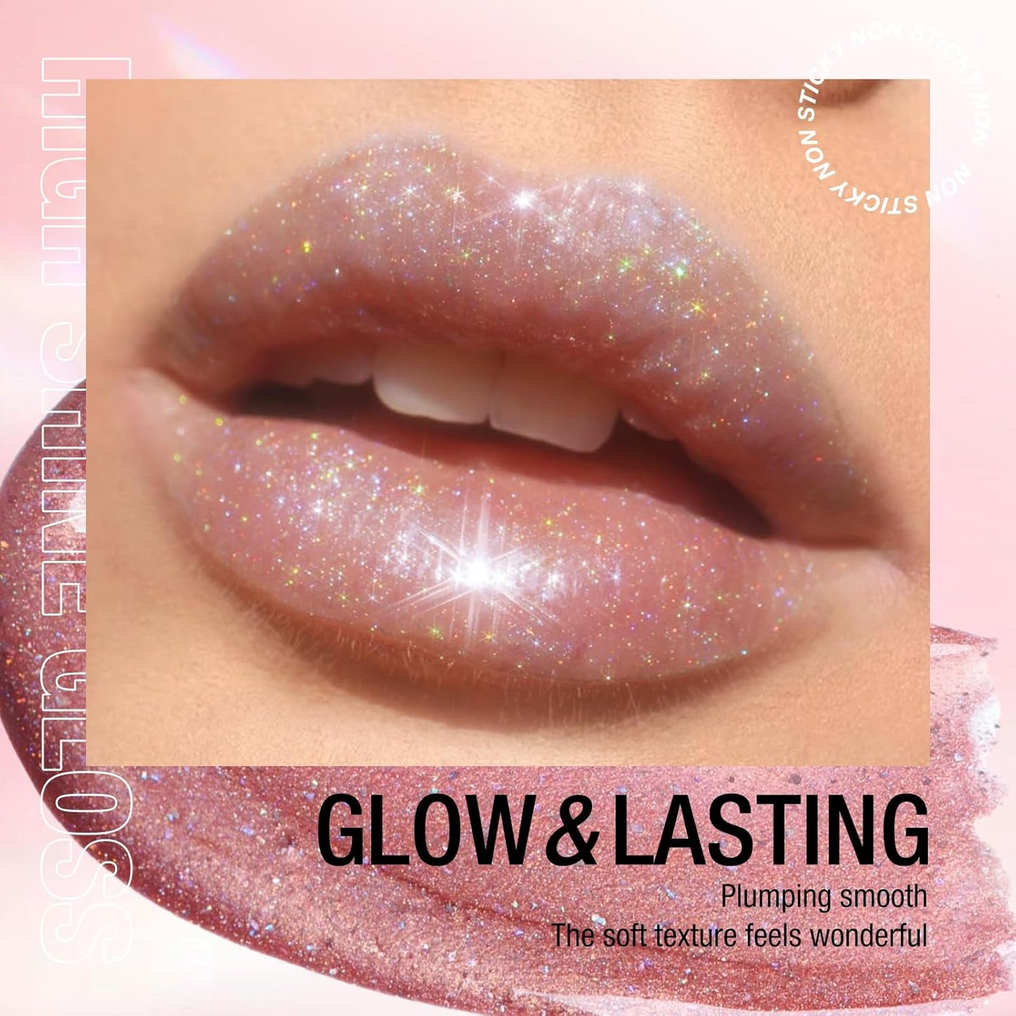 LANGMANNI 6 Colors Diamond Glitter Lip Gloss Set,Long Lasting High Shine Shimmer Liquid Lipstick Set,Hydrating,Moisturizing Lip Gloss Kit Gift Makeup For Girls(#05+06+07+08+09+10)