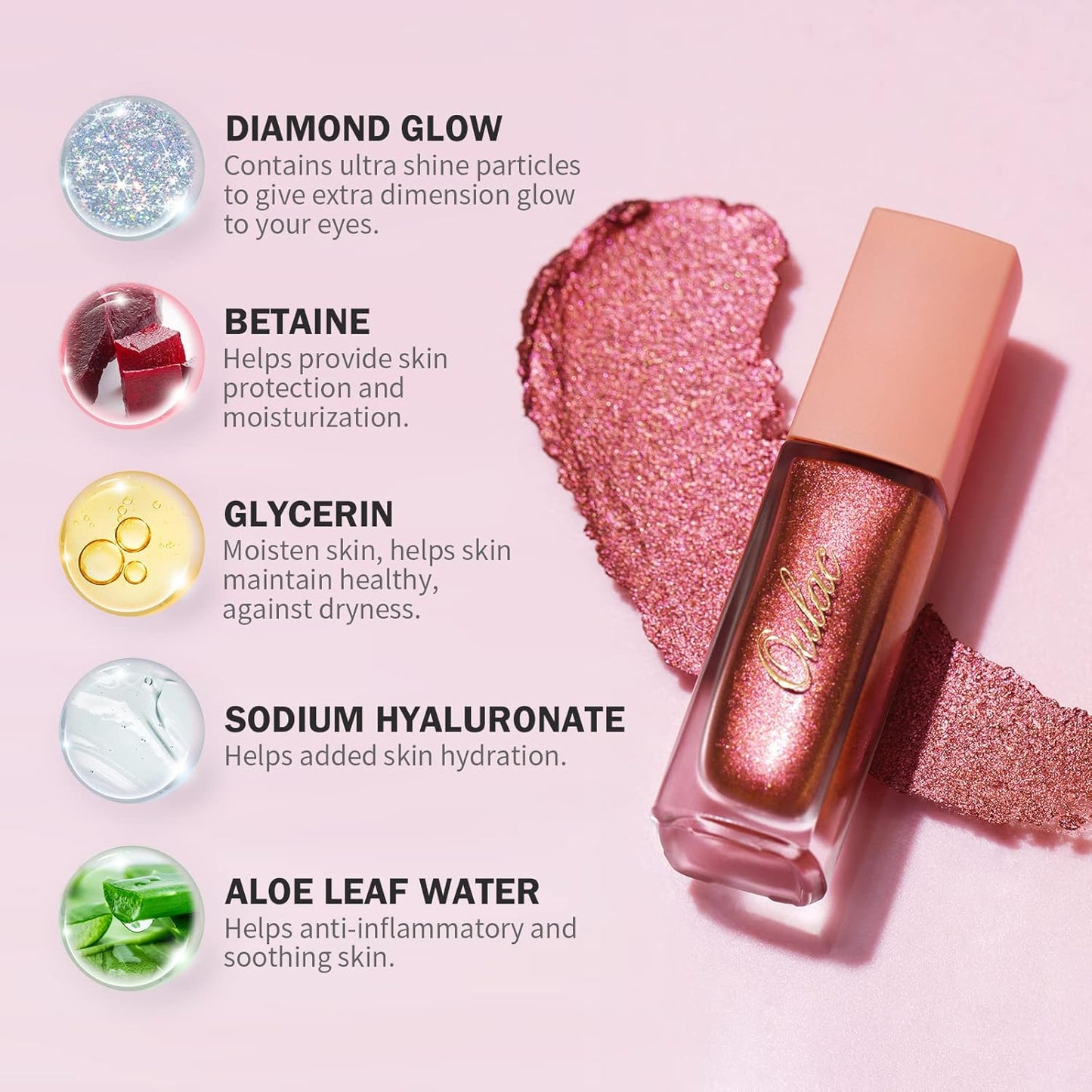 Oulac Liquid Glitter Eyeshadow Liquid Shimmer Eyeshadow Liquid Eyeliner Non-sticky One-Swipe Coverage with Quick-Drying Crease-resistant Formula.Vegan & Cruelty-Free.(07)