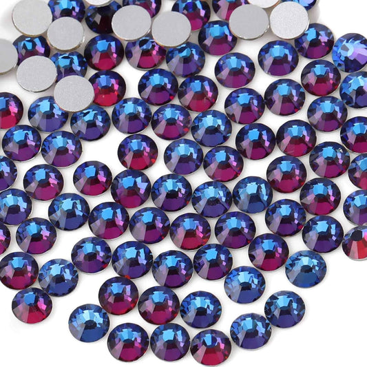 beadsland Flat Back Crystal Rhinestones Round Gems, Blue Volcano (1.3-1.4mm) SS3/1440pcs