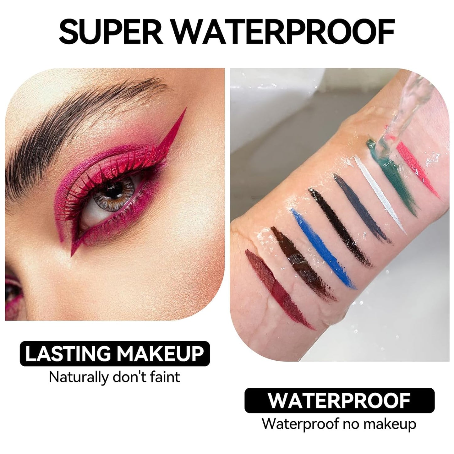 Eyeliner Gel Set,Long Lasting Waterproof With 5.51 IN Long Eyeliner Brush,High-Intensity Pigments Smudge-Proof Eye Liner Makeup Creamy Gel 5G-Purple Red