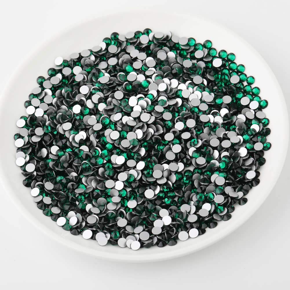 beadsland Flat Back Crystal Rhinestones Round Gems, Emerald (1.9-2.0mm) SS6/1440pcs