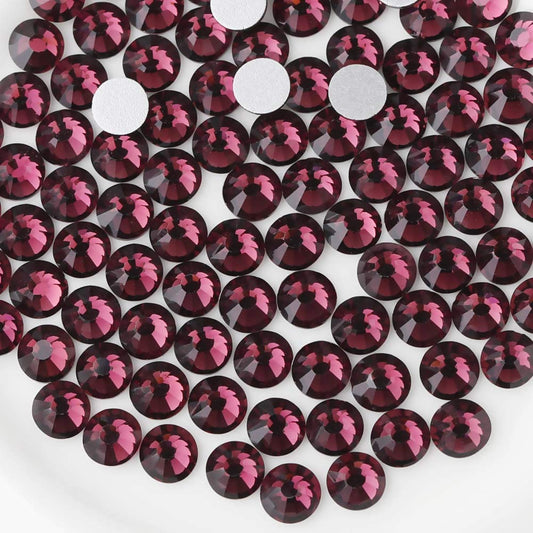 beadsland Flat Back Crystal Rhinestones Round Gems, Amethyst (2.3-2.5mm) SS8/1440pcs